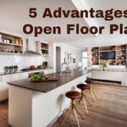 interior of home open floor plan with text 5 Advantages of Open Floor Plans
